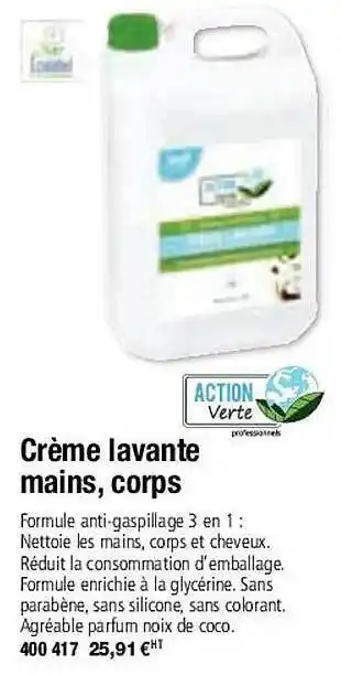 Crème lavante mains, corps