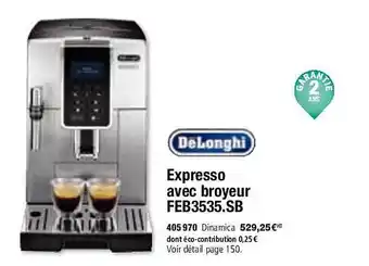 Expresso avec broyeur feb3535.sb delonghi