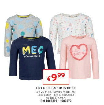 Trafic Lot de 2 t-shirts bebe offre