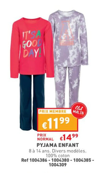Trafic Pyjama enfant offre