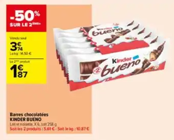 Carrefour Contact Barres chocolatées KINDER BUENO offre