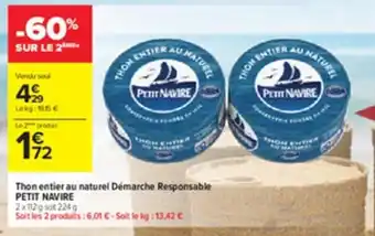 Thon entier au naturel démarche responsable PETIT NAVIRE