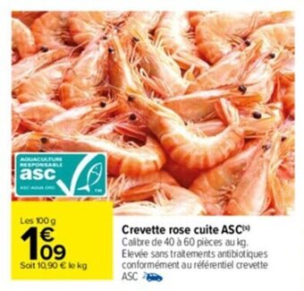 Carrefour Drive Crevette rose cuite ASC offre