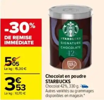 Carrefour Drive Chocolat en poudre STARBUCKS offre