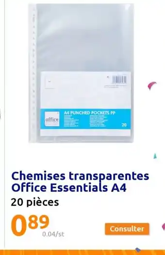 Action Chemises Transparentes Office Essentials A4 offre