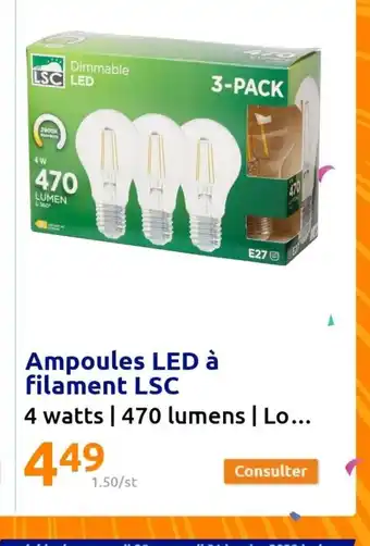 Action Ampoules led a Filament LSC offre