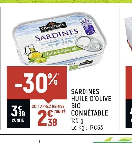 Promo Sardines Huile d'Olive Bio chez Spar