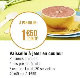 Casino Supermarchés Vaisselle à jeter en couleur offre