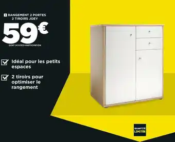 Conforama RANGEMENT 2 PORTES 2 TIROIRS JOEY offre