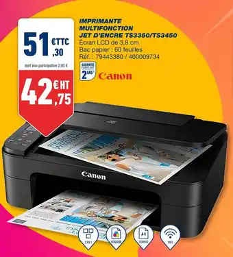 Bureau Vallée Imprimante Multifonction Jet d'Encre TS3350/TS3450 offre