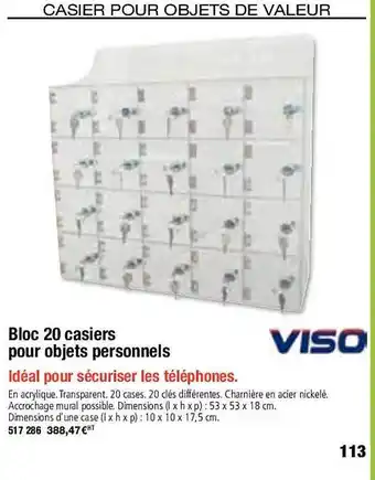 Hyperburo Viso bloc 20 casiers pour objets personnels offre