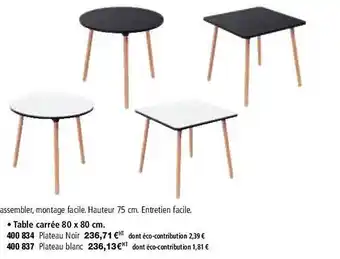 Hyperburo Table carrée offre