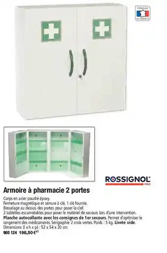 Hyperburo Rossignol armoire à pharmacie 2 portes offre