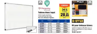 Tableau blanc laqué pergamy ou bi-office kit pour tableaux blancs
