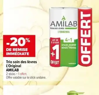 Carrefour Trio Soin des levres l'Original Amilab offre