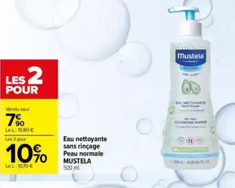 Carrefour Eau Nettoyante sans Rinçage Peau Normale Mustela offre