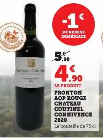 Super U Fronton aop rouge chateau coutinel connivence 2020 offre