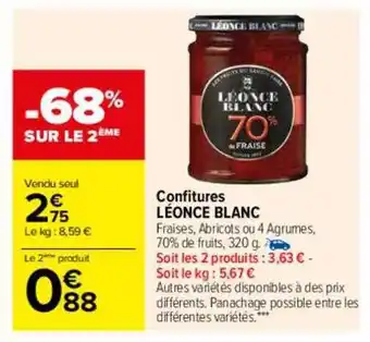 Carrefour Confitures léonce blanc offre
