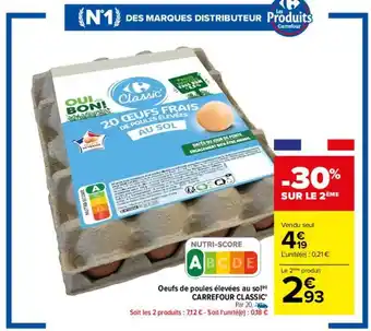 Carrefour Œufs de poules élevées au sol carrefour classic' offre