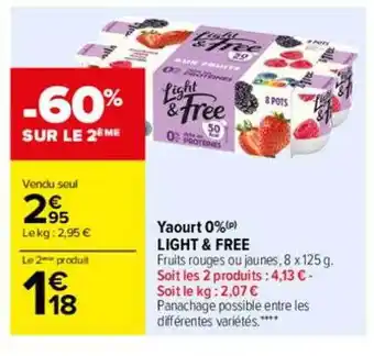 Carrefour Yaourt 0% light & free offre