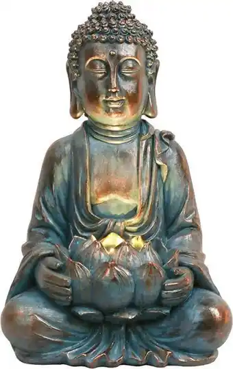 Amazon Teresa's collections 32cm bouddha de jardin extérieur avec lumière solaire, statue de bouddha assis en résine, figurine bo... offre