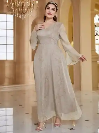 SheIn Robe de soirée à imprimé floral manches évasées en tulle offre