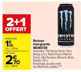 Carrefour Boisson énergisante monster offre