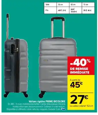 Carrefour Valises rigides prime bicolore offre