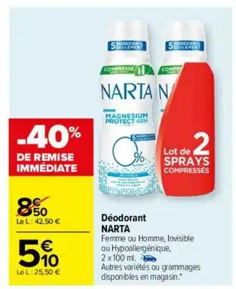Carrefour Déodorant narta offre