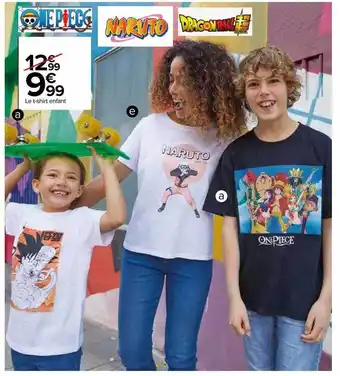 Carrefour Le t-shirt enfant one piece, naruto, dragon ball z offre