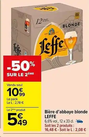 Carrefour Market Bière d'abbaye blonde leffe offre