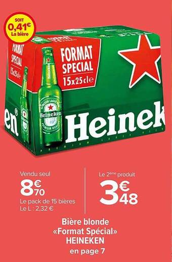 Carrefour Market Bière blonde «format spécial» heineken offre