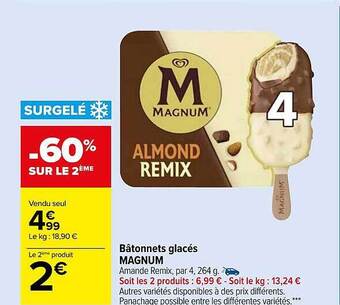 Carrefour Market Bâtonnets glacés magnum offre