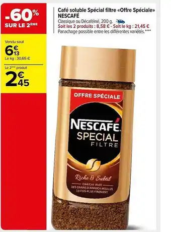 Carrefour Market Café soluble spécial filtre «offre spéciale» nescafé offre