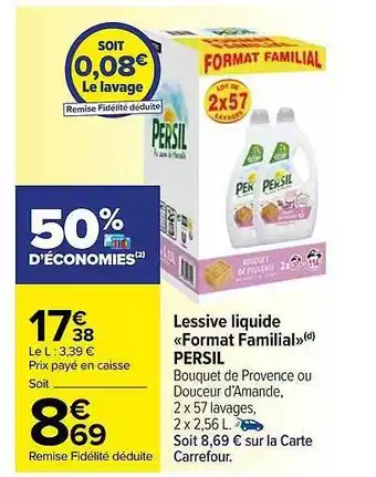 Carrefour Market Lessive liquide «format familial» persil offre