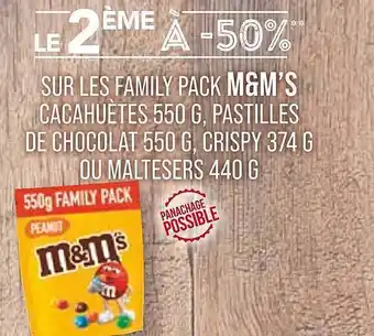 Match M&m's cacahuètes 550 g, pastilles de chocolat 550 g, crispy 374 g ou maltesers 440 g offre