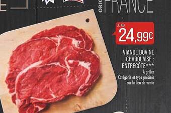 Match Viande bovine charolaise : entrecôte*** offre