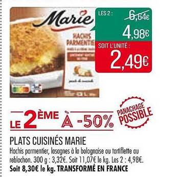 Match Plats cuisinés marie offre