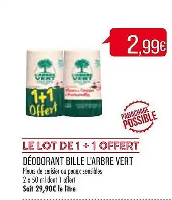 Match Déodorant bille l'arbre vert offre