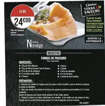 Casino Supermarchés Filet de saumon casino terre & saveurs offre