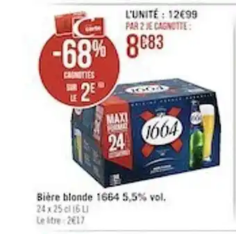 Casino Supermarchés Bière blonde 1664 5,5% vol. offre