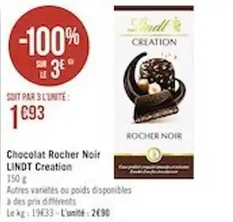 Chocolat rocher noir lindt création