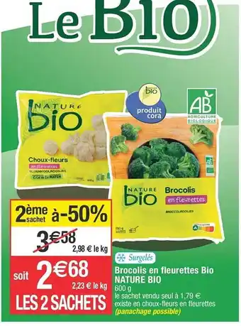 Cora x Carrefour Brocolis en fleurettes bio nature bio offre