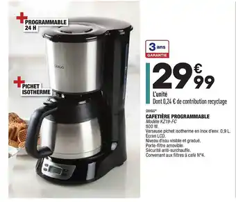 ALDI Cafetière Programmable Quigg 800W offre