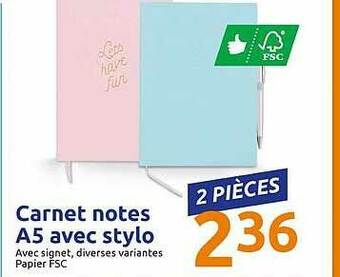 Action Carnet Notes A5 Avec Stylo offre