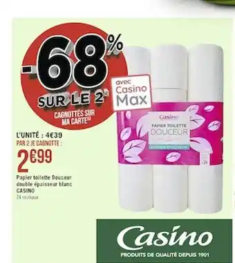 Casino Supermarchés Papier toilette douceur double épaisseur blanc casino offre
