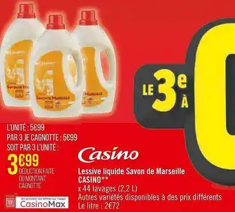 Casino Supermarchés Lessive liquide savon de marseille casino offre