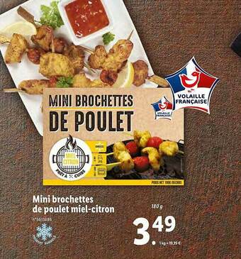 Lidl Mini Brochettes De Poulet Miel-citron offre