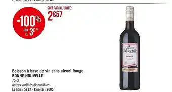 Casino Supermarchés Boisson à base de vin sans alcool rouge bonne nouvelle offre