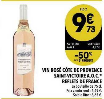 Supeco Vin Rosé Côte De Provence Saint-victoire A.o.c. Reflets De France offre